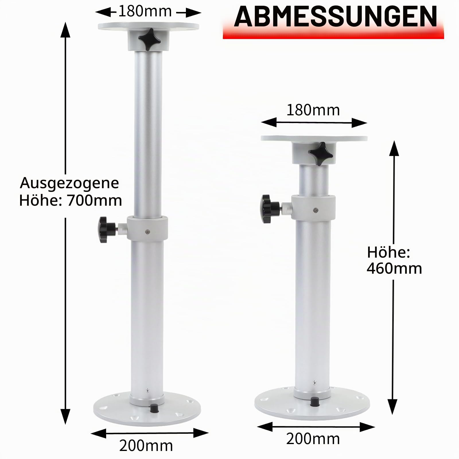 Wohnmobil Tischbeine (Höhe 460mm - 740mm) für Wohnmobil RV Camper Caravan