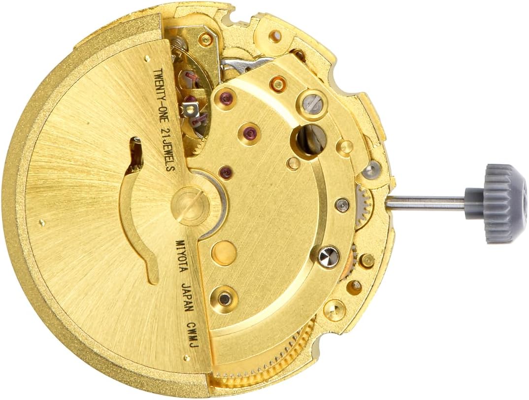 Rear view of the Miyota 8205 automatic watch movement showing the rotor and jewels.