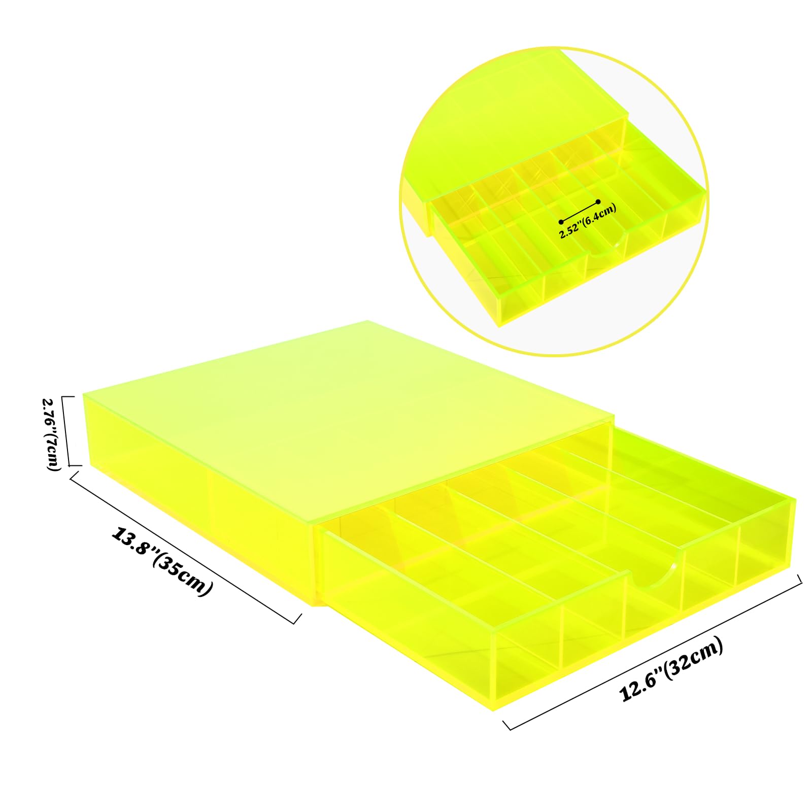 Organizer per cassetto per cialde da caffè, in acrilico, per conservare cialde da caffè, capacità 30 cialde, verde neon