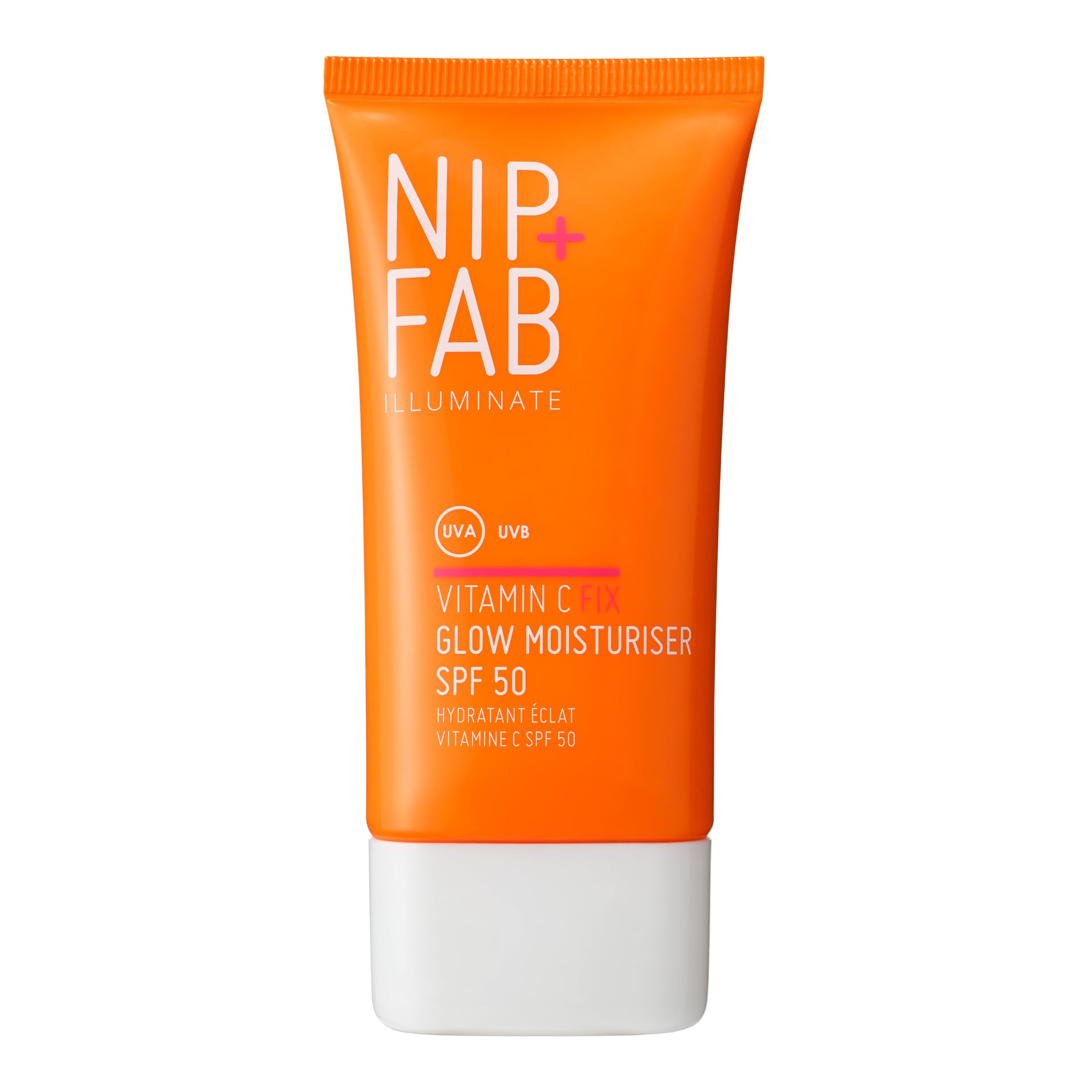 Nip + Fab Vitamin C Fix Glow Moisturiser SPF 50 – Brightening Facial Sunscreen with Vitamin C & Glycerin – Hydrating Daily SPF 50 for Glowing Skin – Vegan & Fragrance-Free – 50ml