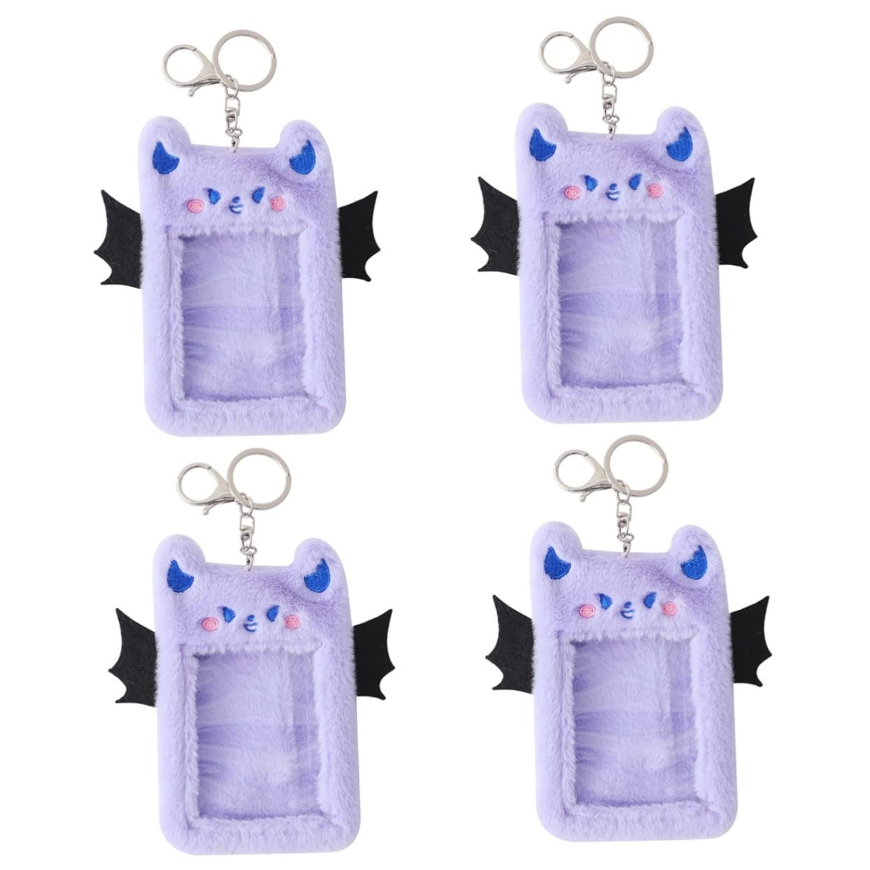 Porte-badge en peluche STOBOK lot de 4 avec porte-clés pour carte de bus et bureau