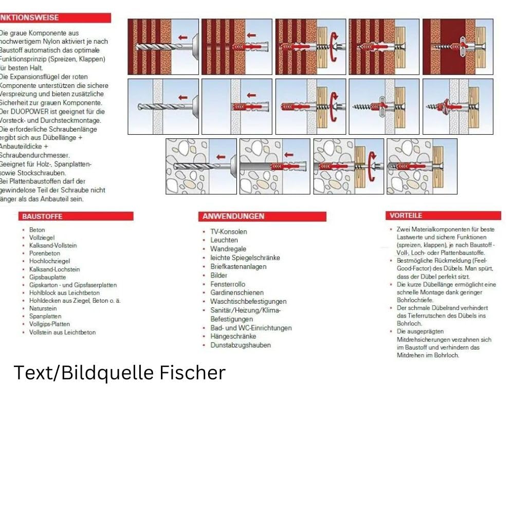 Gramsch Befestigungssortiment Fischer DuoPower Dübel + Torx Schrauben + Bits 277 TEILIG 5x25 6x30 8x40 10x50 mm Sortiment