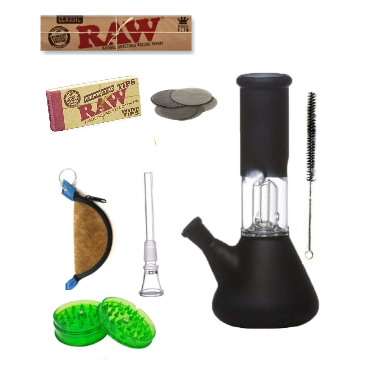 OutonTrip Black ice Bong & Accessories combo of 8in Black ice bong with Ice Chamber also many required accessories includes.