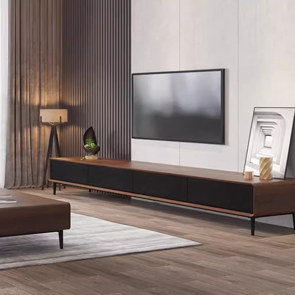 Nowoczesny pływający telewizor Stan627894'' uchwyt ścienny centrum rozrywki z drzwiami konsola SoliWooMa do salonu i biura Floor Stan(czarny 240 x 35 x 24 cm)