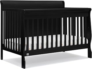 Simmons Kids Carter 6-in-1 Convertible Crib, GREENGUARD Gold Certified Black Ebony - Versatile Safe Nursery Essential