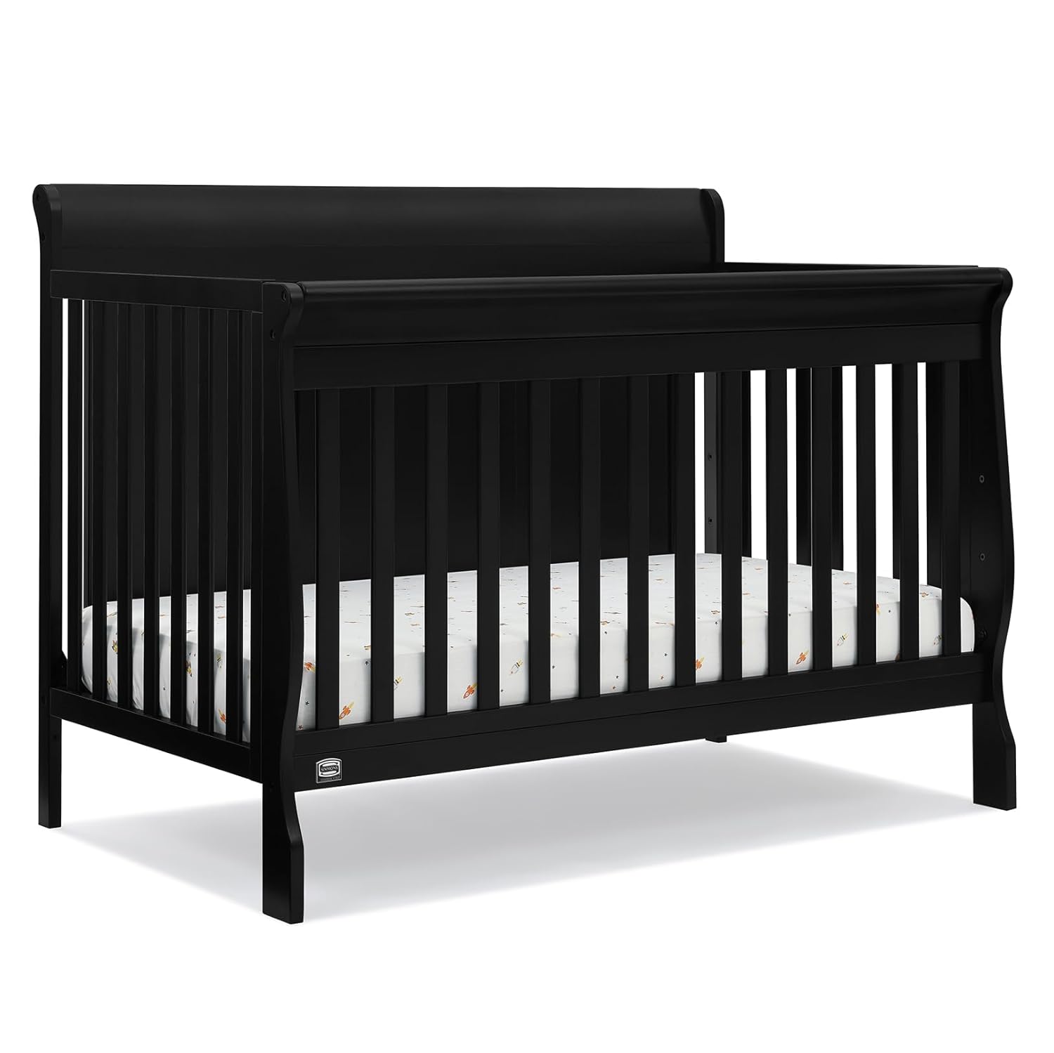 Simmons Kids Carter 6-in-1 Convertible Crib, GREENGUARD Gold Certified Black Ebony - Versatile Safe Nursery Essential