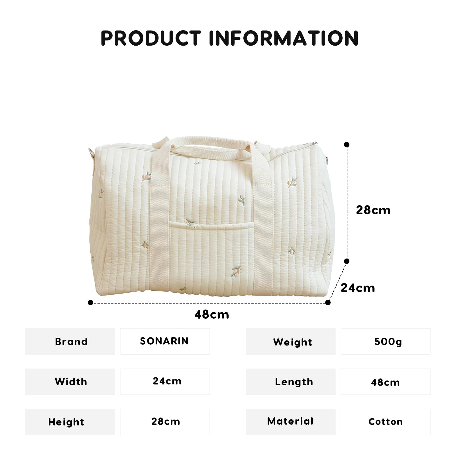 SONARIN Gran Capacidad Bordada Bolsa de Pañales para Bebé,Ligera Maternidad Messenger Bolso Bandolera de Cambio Bolsa Equipaje Bolsa de Viaje con Correa de Hombro