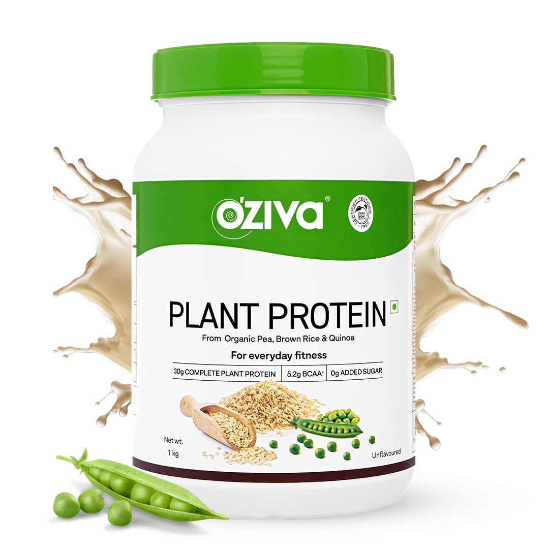 OZiva Organic Plant Protein for Everyday Fitness | 30g Protein - Pea Isolate | Complete Plant Protein Powder for Men & Women | No Added Sugar, Certified Clean & Vegan (Unflavoured, 1kg) (B07SKMPBDW) Amazon Price History, Amazon Price Tracker