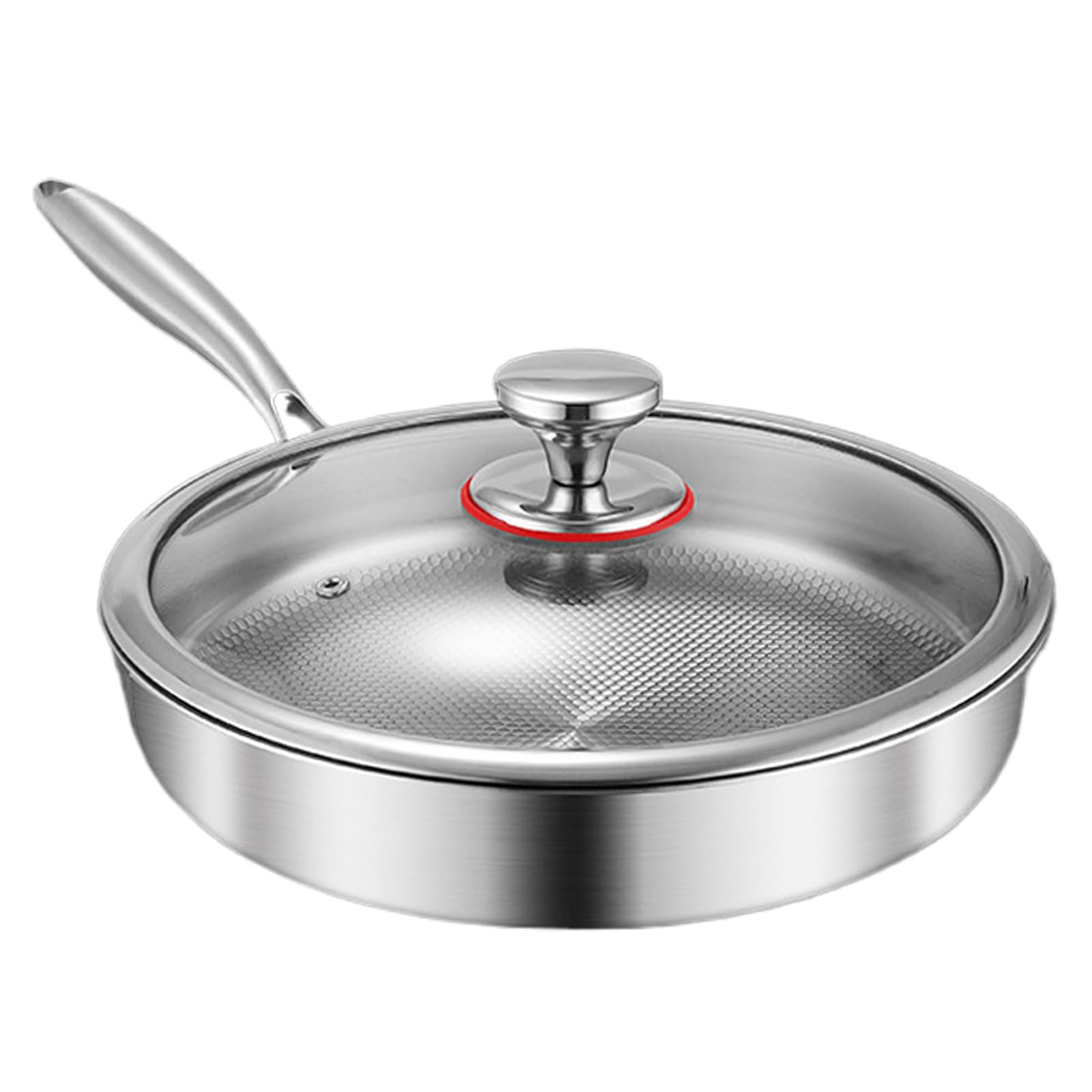 Stainless Steel Hammered Pan Pro with Lid, Uncoated Stainless Steel Frying Pot, Non-Stick Frying Pan, Supports Multiple Heat Sources Such As Induction Cooker,Gas Stove,Electric Ceramic Stove,Etc