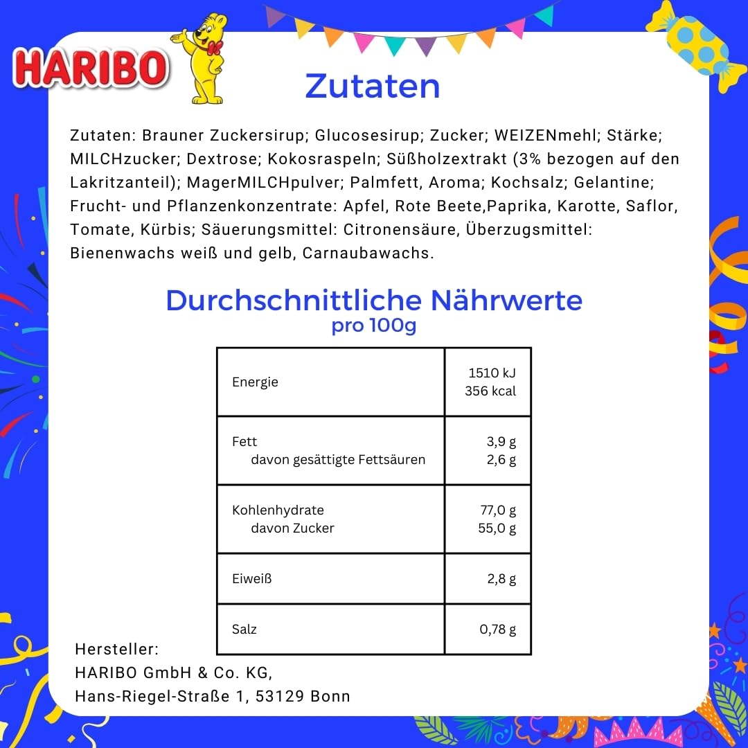 Haribo Konfekt-Stangen 150 Stück in Runddose 1200g