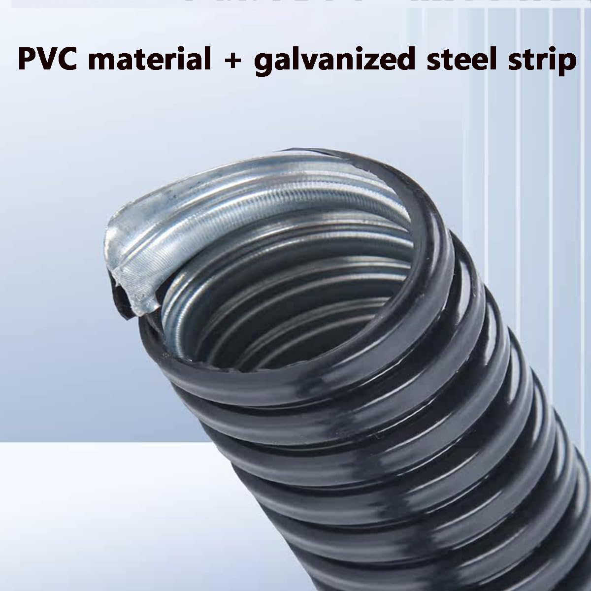 Guaina Flessibile Metallica Rivestita in Plastica Conduit Elettrico PVC Acciaio per Protezione Fili Interno Esterno,64mm 10m