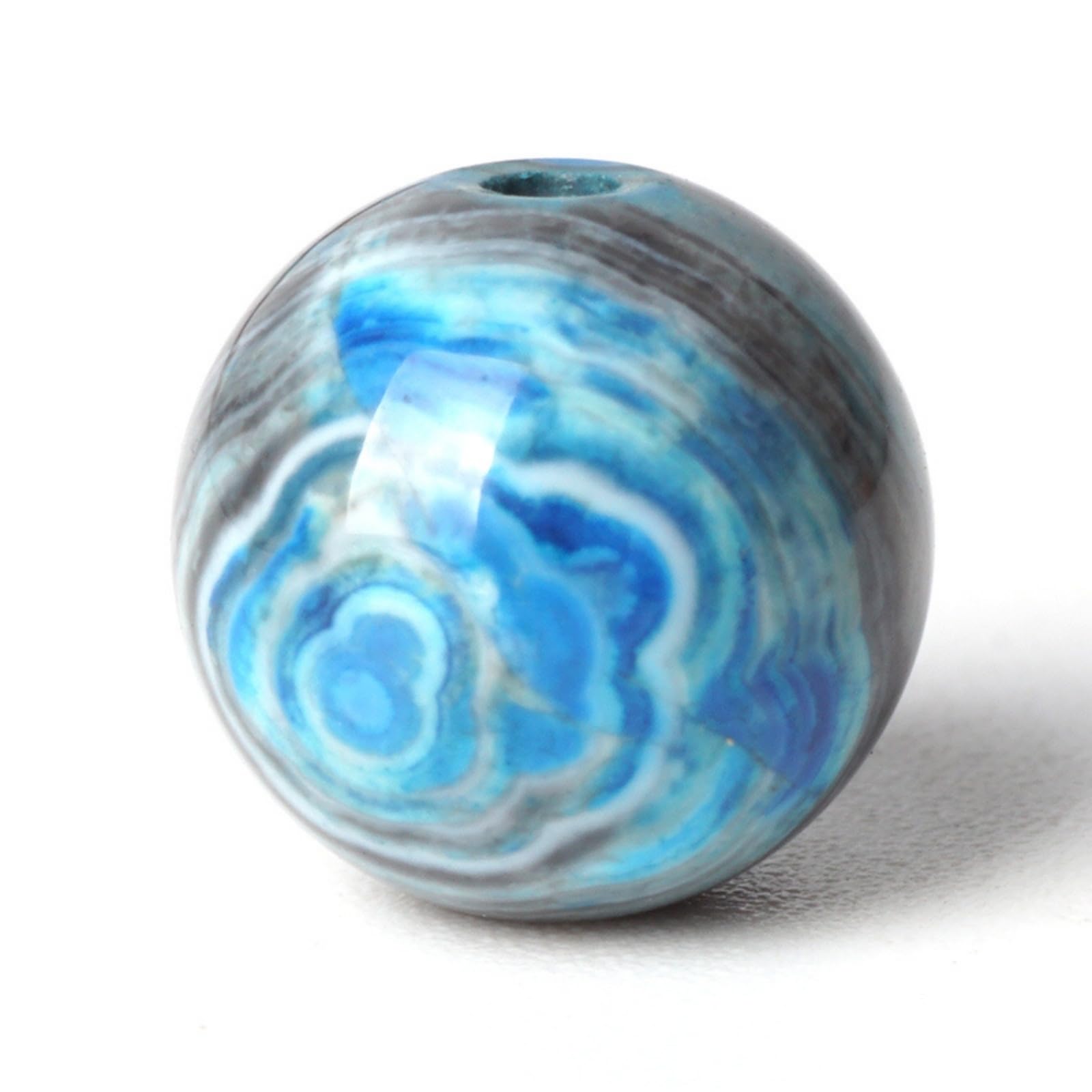100Pcs Natural Stone Beads 10mm Blue Stripe Agate Round Loose Gemstone Energy Healing Beads Hole Size 1mm DIY Smooth Beads for Bracelet Necklace Earrings Jewelry Making — image 1