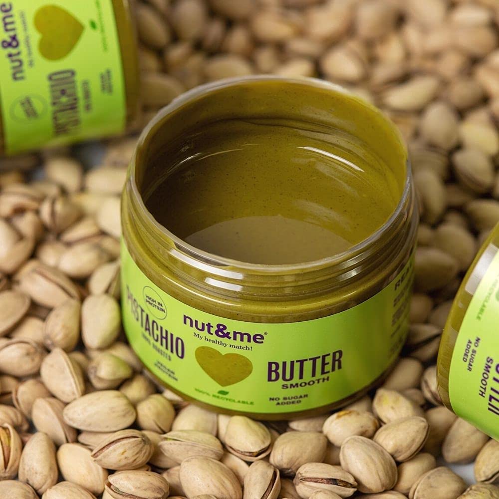 nut&me Crema di pistacchio 750 g | Pack 3 x 250 g, 100% Pistacchio tostato, Ricco di proteine, Vegano, Senza zucchero, glutine, additivi né conservanti