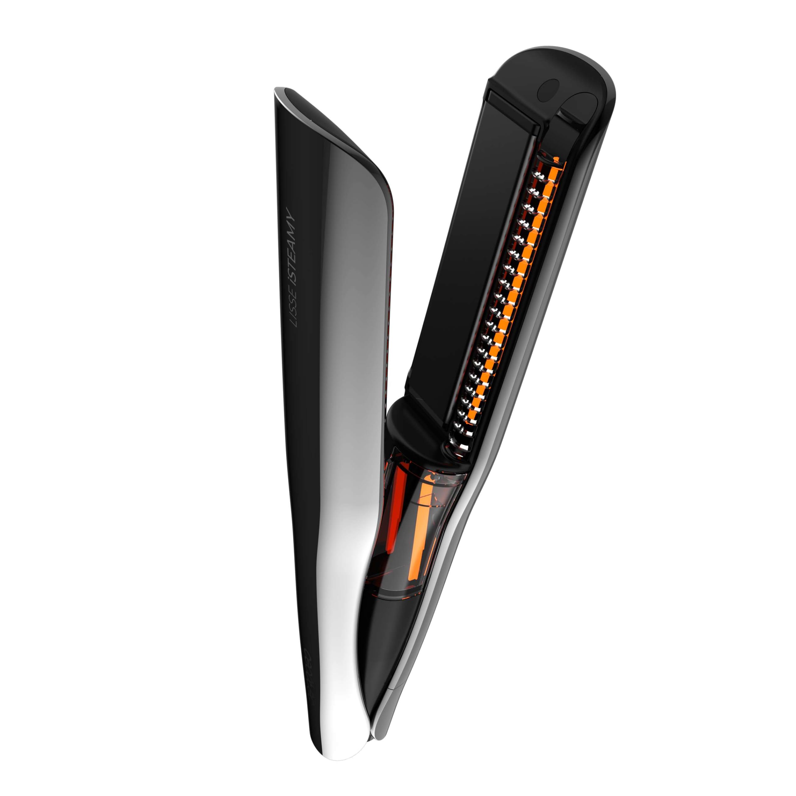 Cecotec Plancha de Pelo con Cable, Tecnología de Vapor e Infrarrojos Lisse iSteamy. 48W, Revestimiento de Cerámica y Queratina, Temperatura Regulable, Incluye Bolsa Térmica y Estuche de Cuero