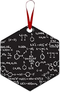 Aluminum Christmas Ornament Chemistry Code Seamless Pattern Style B General Science Holiday Xmas Tree Decoration 1 Size Hexagon Shape Design Only