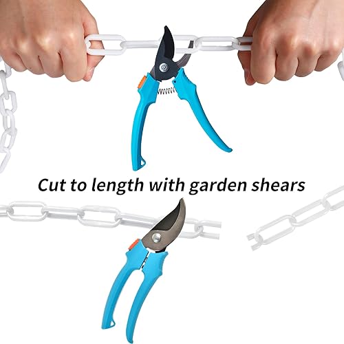 Miniatura 3 de Geelin Barrera de cadena de plástico de 600 pies, cadena de seguridad resistente a la intemperie, valla decorativa con ganchos en S para áreas de