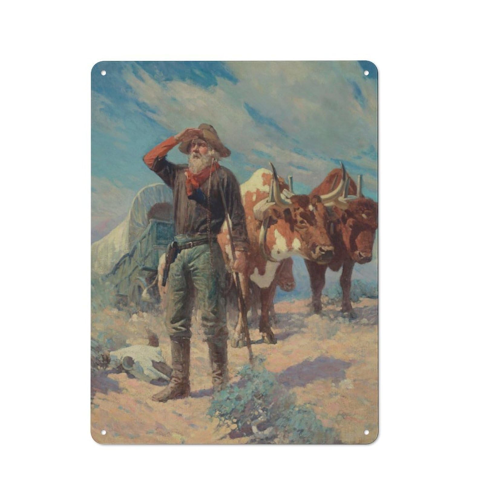 Junmoney Old Man Looking For A Road Vintage Tin Sign 40X30cm For Pub Or Café, For Everyday Room Decor With A Vintage Look
