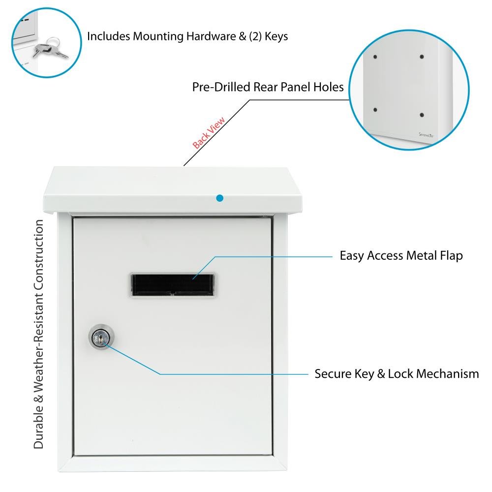 Anti-Theft Wall Mount Locking Mailbox With Combination Lock - Galvanized Metal Heavy Duty Drop - View #7