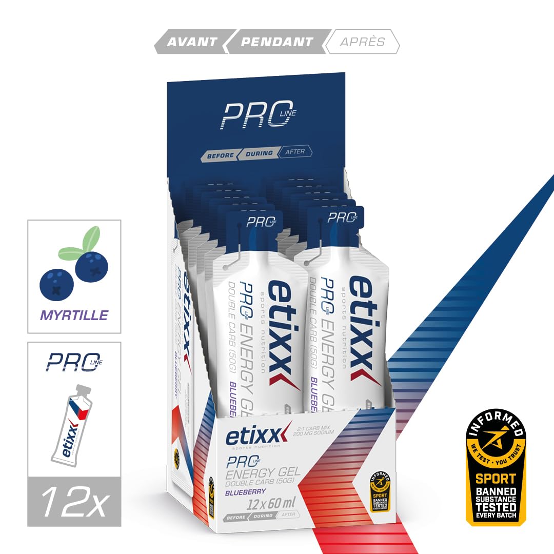 ETIXX Doppio carb energy gel proline bluberry 12 x 60 ml