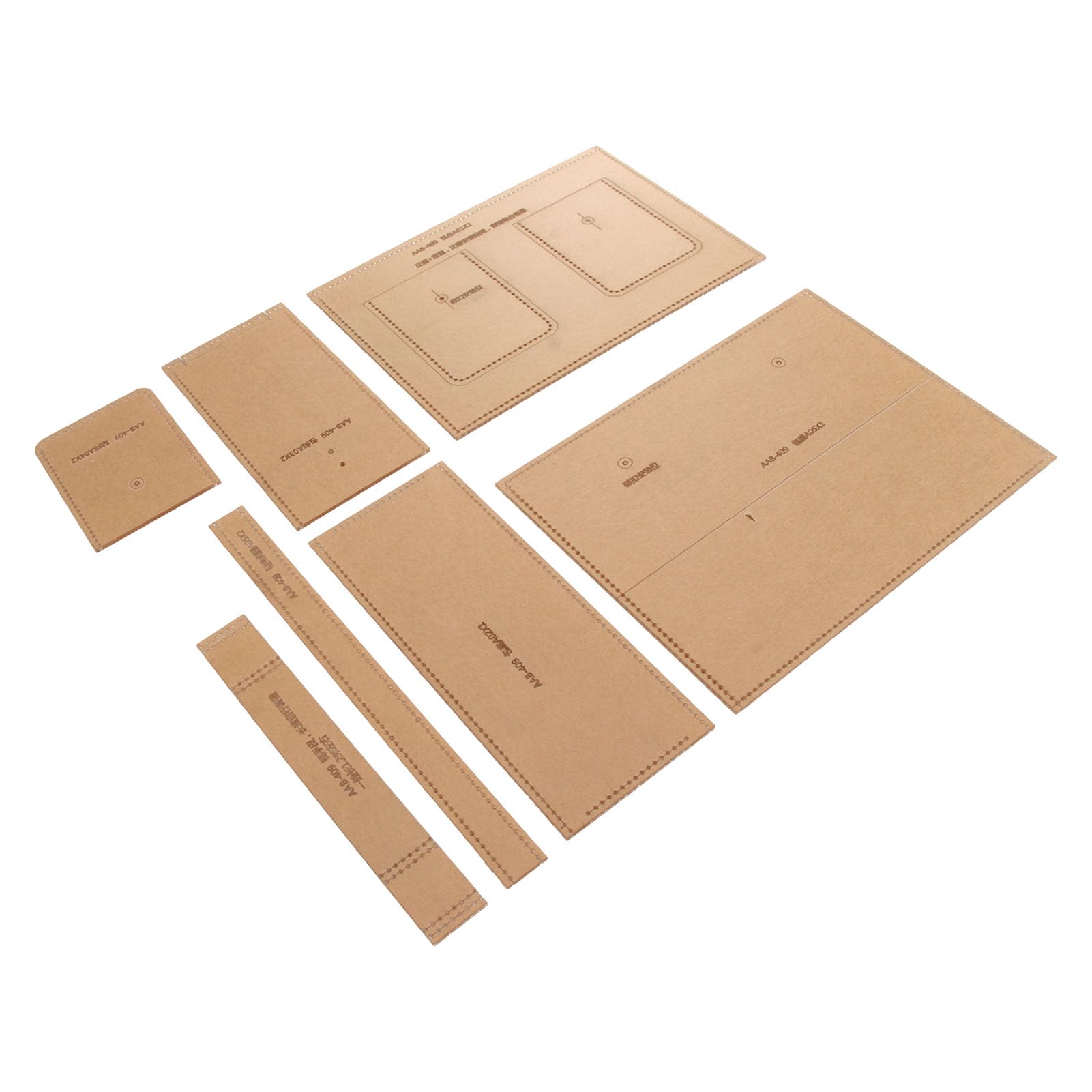Plantilla acrílica para bolso de hombro de 7 piezas, plantillas de patrones de cuero profesionales para bricolaje, herramienta de corte precisa con puntos de costura, material
