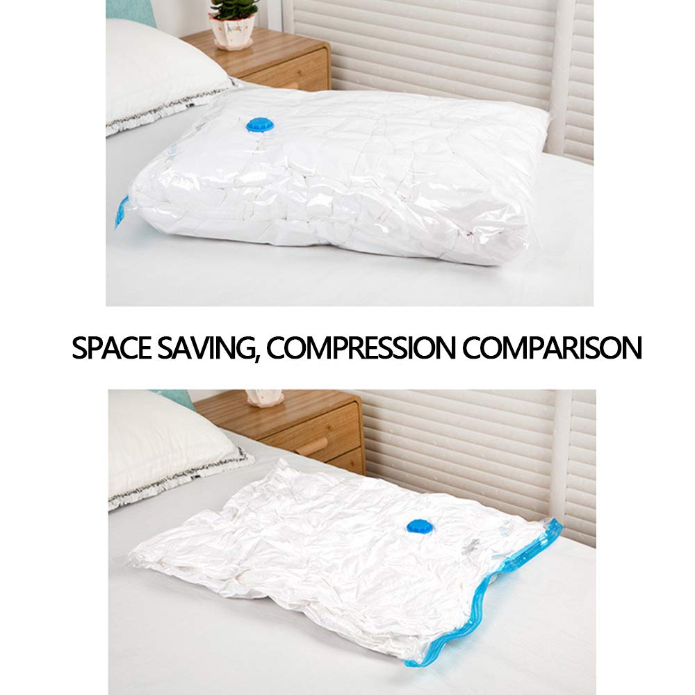 AKT Bolsas de Almacenamiento al Vacío - 4 PC Fuerte Bolsas de Vacío Reutilizables con 2 Bomba (Mano/Eléctrico) Reutilizable para la Ropa de Cama Edredones Almohada