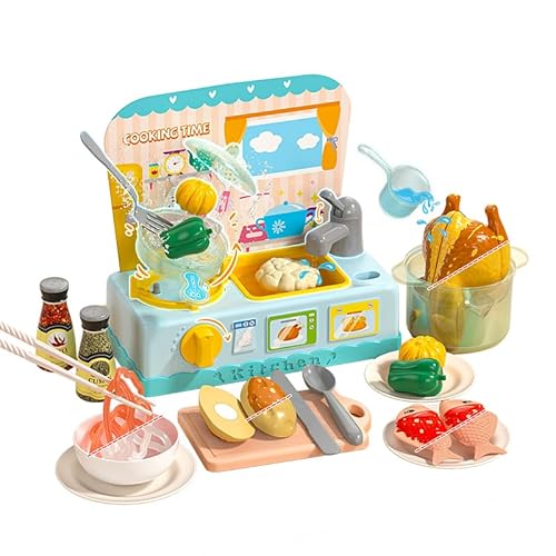 Oceenew Küchenspielzeug-Sets mit Farbwechsel, Spülbecken Kinder, Spielzeug Zubehör Küche Rollenspiel für Kinder 3+,Lernspielzeug