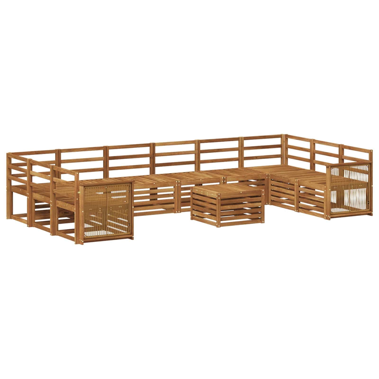 Makastle Salon de Jardin Modulable 10 Places Bois d'Acacia