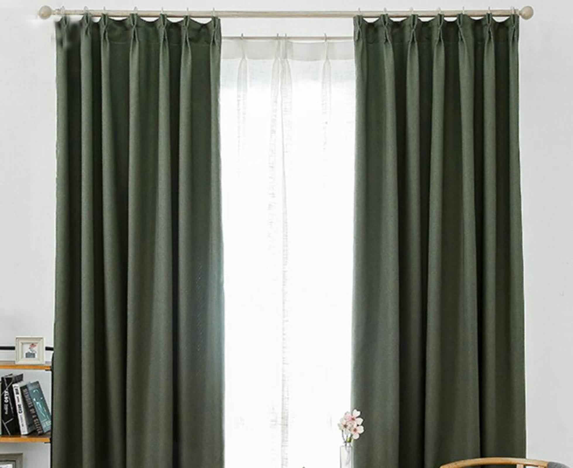 96 Blackout Curtains 2 Panel Set, Solid Color Room Darkening Thermal Curtains, Dark Green, 40W x 96L inch