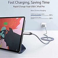 Vista 5 de Cable USB C a USB C de 100 W de 10 pies, cable largo de nailon USB 2.0 tipo C de carga rápida para MacBook Pro/Air, iPad Air/Pro, Samsung Galaxy S22