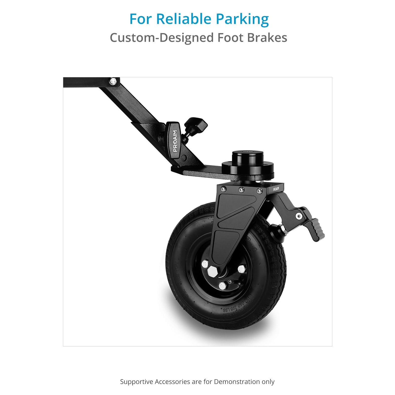 PROAIM eu de roues Alpha pour supports caméra à pieds carrés | Comprend 3 roues pivotantes avec freins à pied personnalisés et supporte jusqu’à 113,3 kg / 250 lb.
