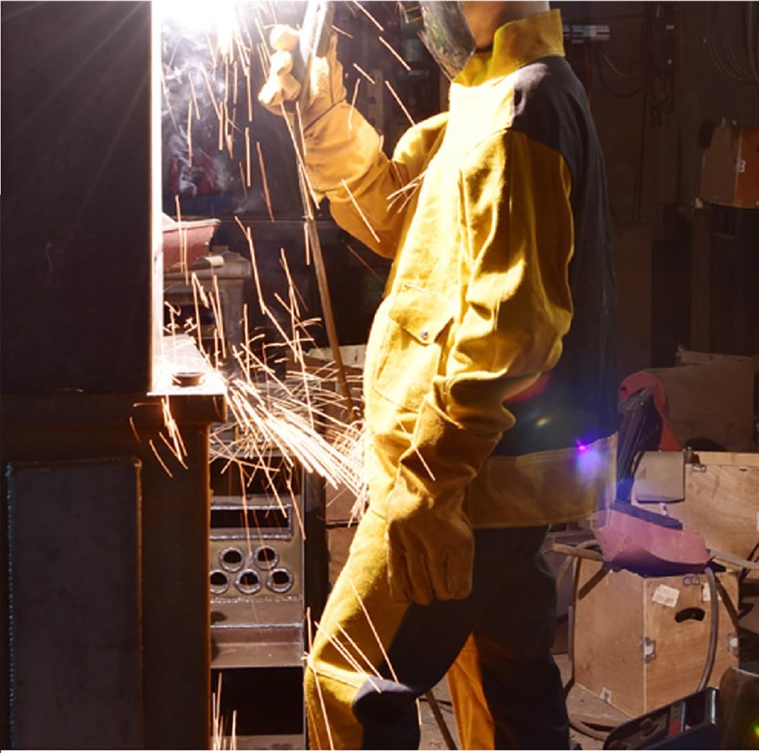 Overalls Rindsleder Schweißanzug Denim Atmungsaktive Schweißer Schutzanzug