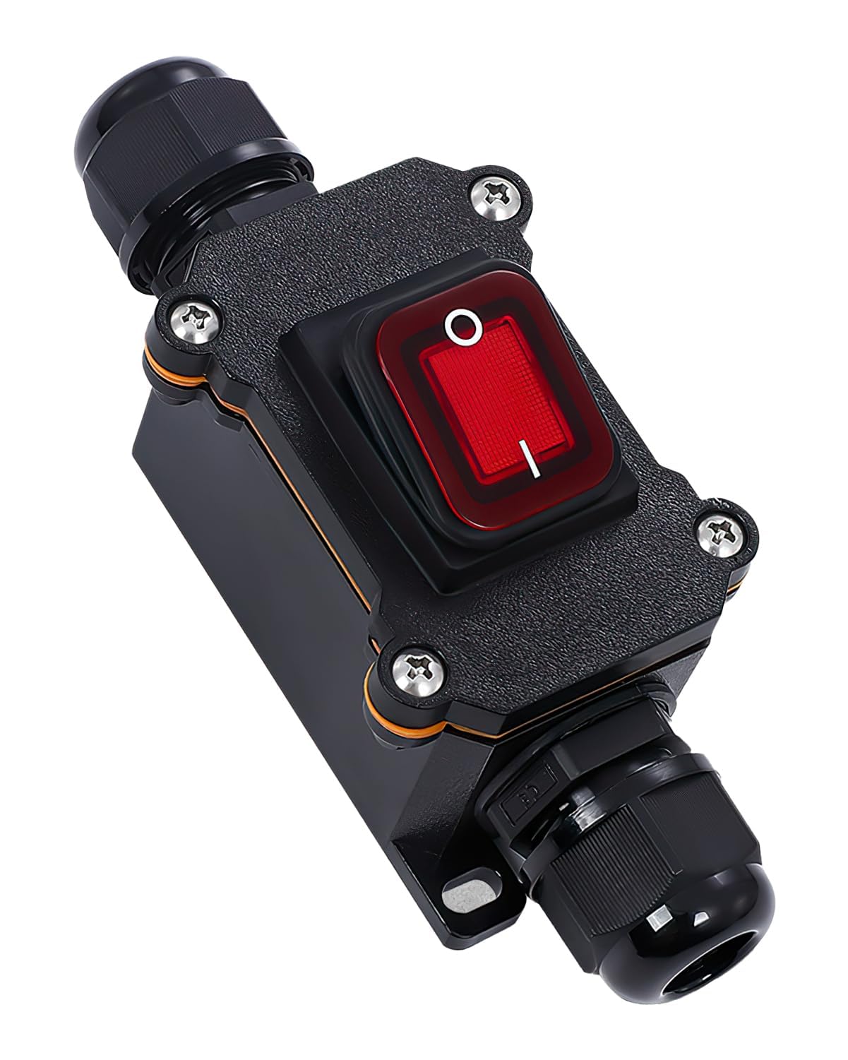 IP65 Waterproof DPST Rocker Switch with Red Indicator Light, 220V 30A, Dual Position ON/Off Control, Durable Inline Cord Switch for Indoor/Outdoor Use