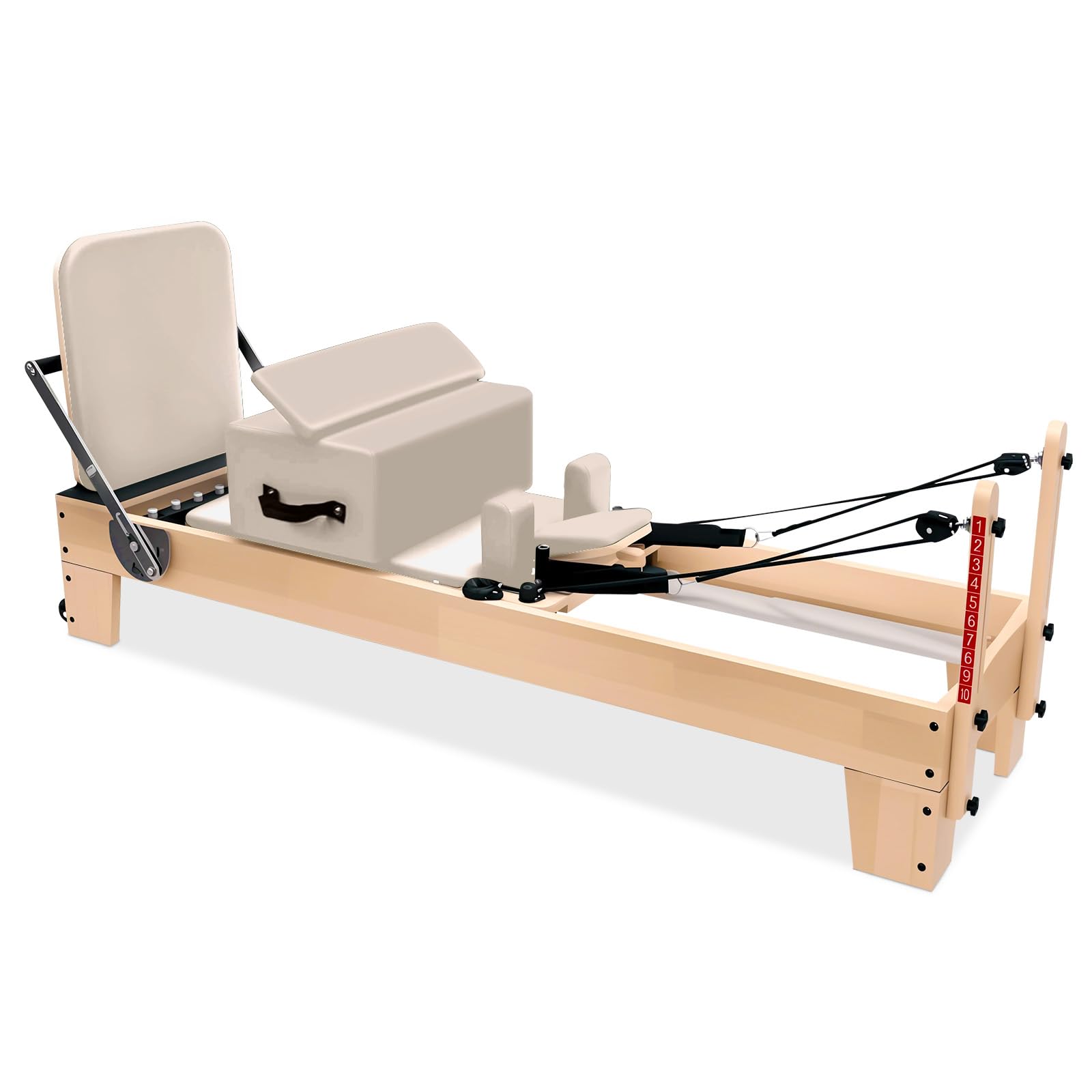 Professional Pilates Reformer Machine with Jumpboard, Reformer Box & Foot Straps – Studio-Grade Wood Frame Equipment for Home Workouts, Adjustable Resistance & Smooth Glide System