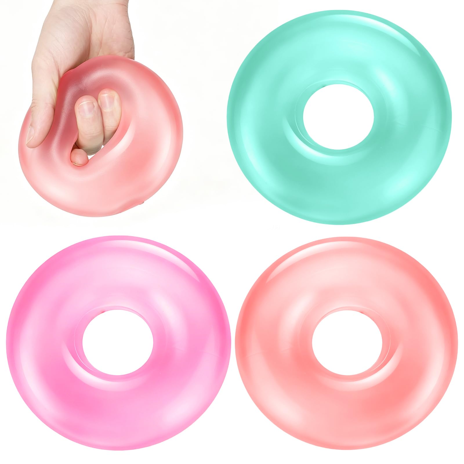 Donut Squishy Toys, 4PCS Nice Ice Cube Stress Balls for Adults Kids, Sensory Stress Relief Toys Fidget Cubes, Squeeze Balls for Autism Anxiety Relief Stocking Fillers