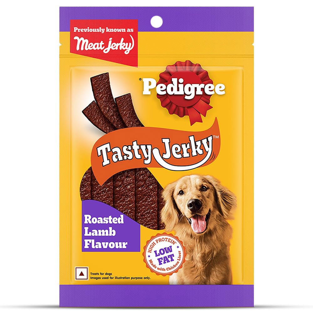 Pedigree® Tasty Jerky™ Dog Treat, Roasted Lamb Flavour, 70 g, Jerky-Style Treats for Bonding, Low-Fat and Rich-Protein* Dog Treats