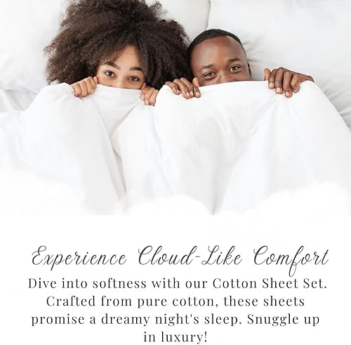 Miniatura 8 de Lukeville Luxury Linen Sábanas de tamaño matrimonial XL, juego de sábanas de 4 piezas 100% algodón natural, sábanas extra de 500 hilos, se adapta a