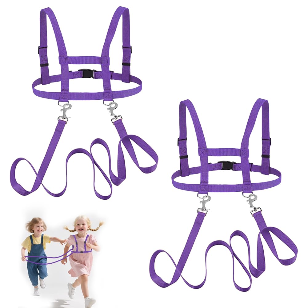 2 Stück Pferdeleine zum Spielen für Kinder Pferdegeschirr für Kinder zum Spielen,Verstellbares Pferdeleine Kinder, Holzpferd Zubehör, Pferdegeschirr zum Spielen für Jungen Mädchen Rollenspiel (Lila)