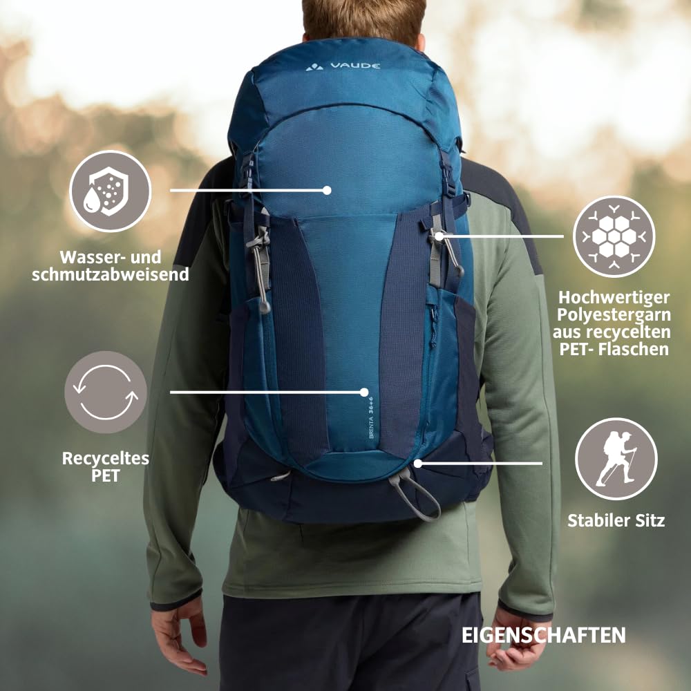 VAUDE Wanderrucksack für Damen & Herren 42 Liter, Aeroflex 3D Belüftung & ErgoShape-Schultergurte, Regenhülle & Frontzugriff - für Tagestouren