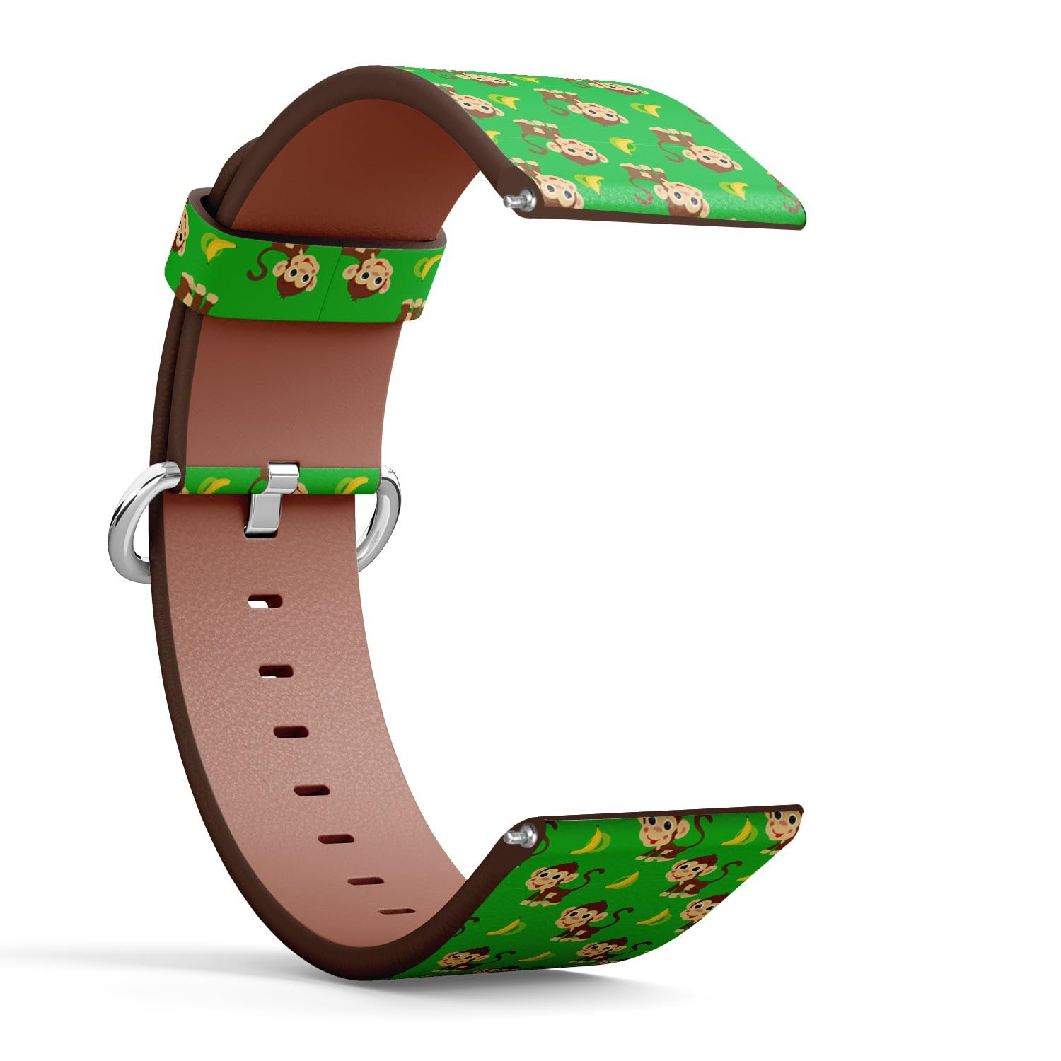 THAZEE 20mm Quick Release Replacement Leather Watch Band (Drawn Monkey Jumping Fun Monkeys) Smartwatch Strap Bracelet for Women, Men