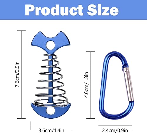 Miniatura 4 de Clavijas de anclaje para cubierta con clip de mosquetón, 10 unidades, accesorios de campamento de espina de pescado, anclajes de cubierta a prueba