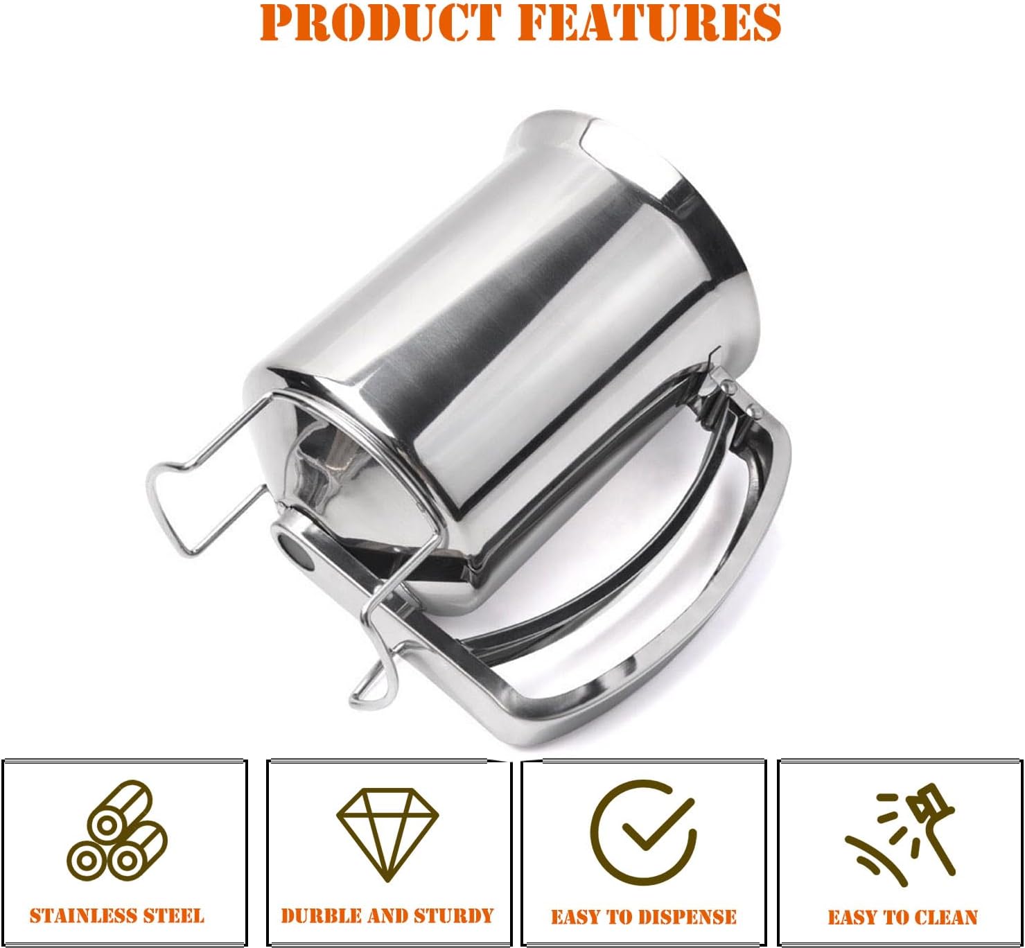 Stainless Steel Pancake Batter Dispenser, Batter Dispenser with Squeeze Handle, Professional Pancake Dispenser for Pancakes, Cupcakes, Muffins and Waffles (800ml)