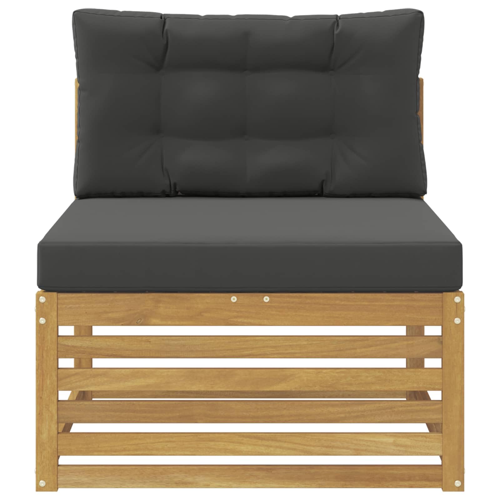 Divano centrale per esterni, in legno massiccio di acacia, bianco, set di mobili da giardino, per esterni, resistente alle intemperie, per giardino, terrazza, balcone, divano centrale