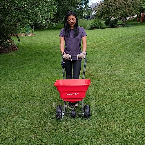EarthWay 2050P 80lb Broadcast Spreader, Lawn Aerator, Fertilizer Spreader, 80lb Capacity, Pre-Assembled, with Rustproof Poly Hopper and Adjustable Drop Rate for Lawn Care & Seed Spreading - Image 4