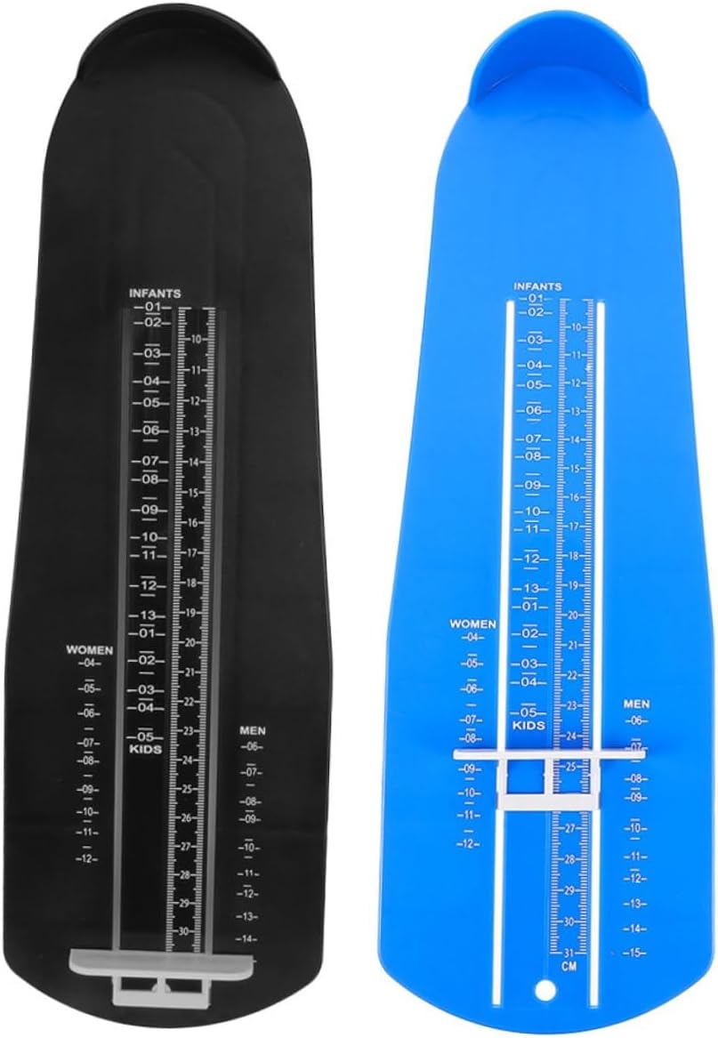 2pcs Adult Foot Measurer Gauge US Shoe Measuring Ruler Device Portable Foot Measure Gauge for Accurate Shoe Fitting Indoors and Retail Use 2pcs (Blue + Black)