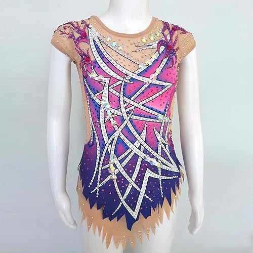 Miniatura 3 de LIUHUO Las muchachas del diseño de encargo de la gimnasia rítmica leotardos de la gimnasia de los diamantes de la impresión de los leotardos del