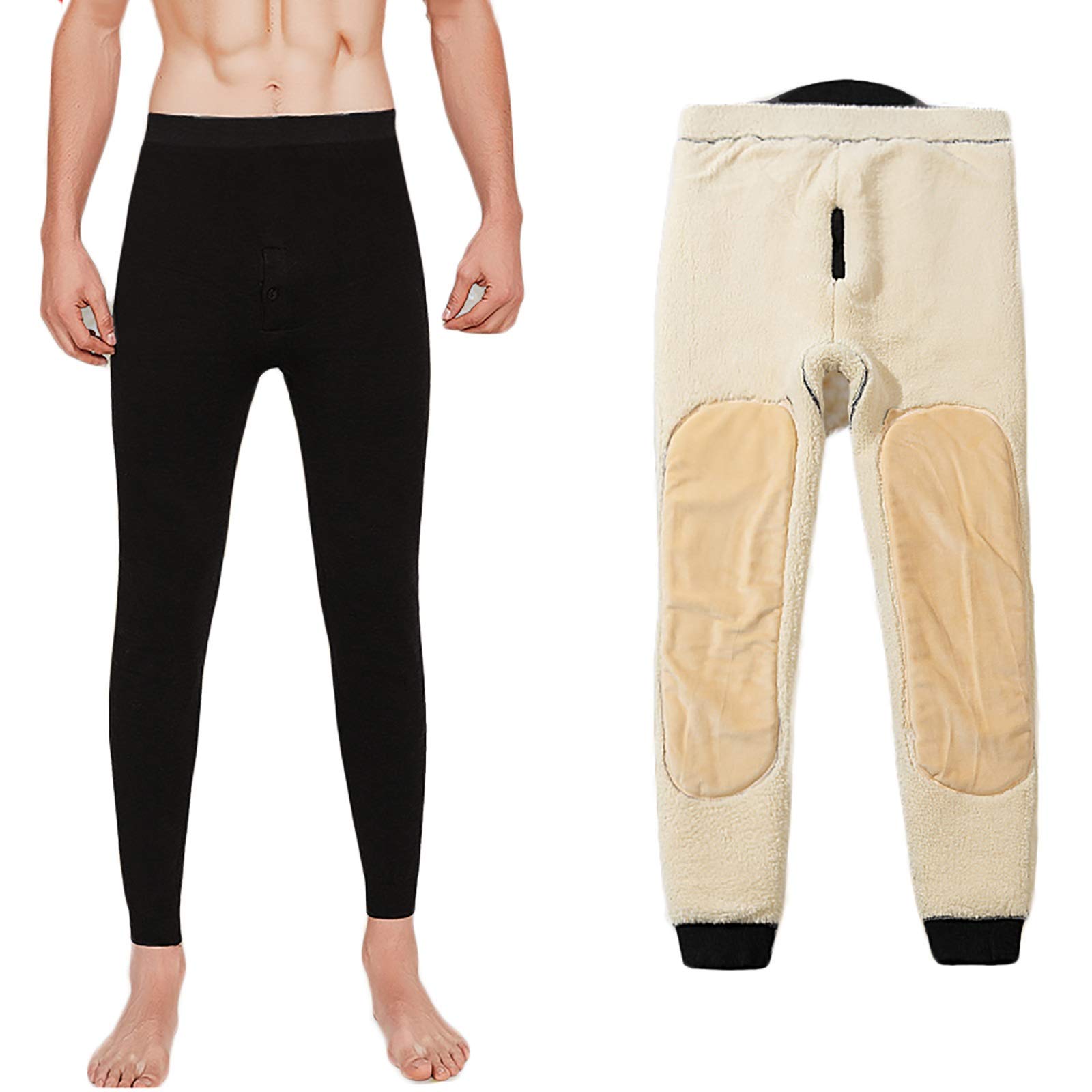 G&F Hombre Pantalones Térmicos Pantalones Largos Johns Winter Baselayer Ropa Interior Bottoms Camping Ski Wear (Color : Black, Size : XL)