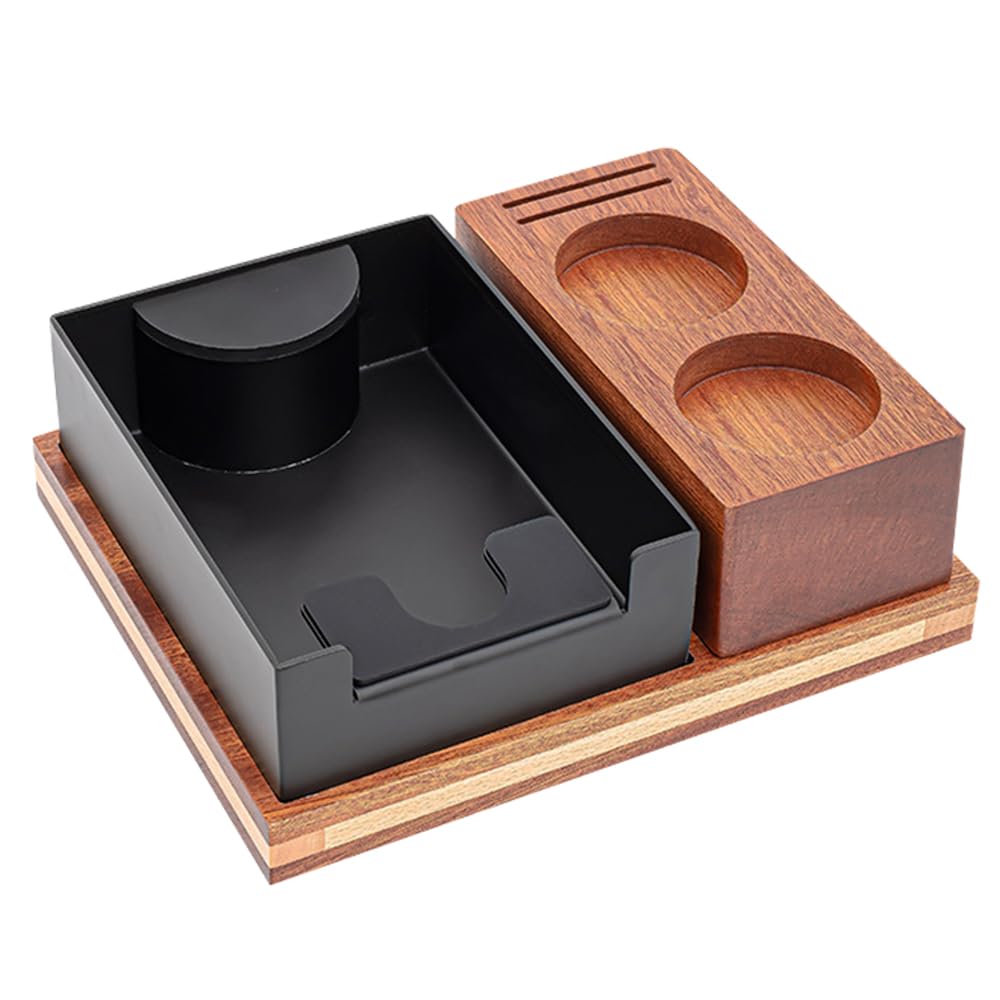 Espresso Knockbox und Tamp Station, 2 In1 Kaffeeorganisator, 23 x 18.2 cm | mit abnehmbarer Knockbox, Tamping Station für Aufbewahrung 51 mm 54 mm 58 mm Kaffeezubehör, Espresso -Zubehör, Kaffeemaschine