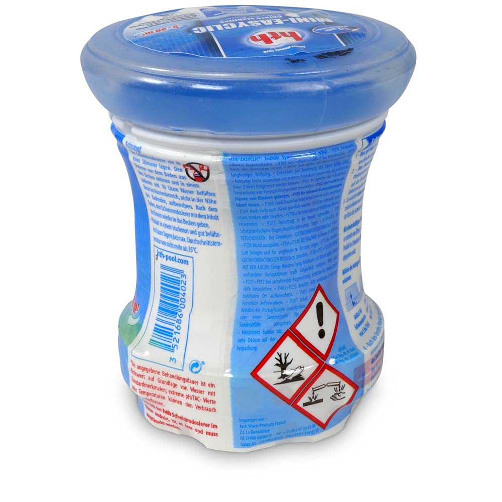 HTH Mini-EASYCLIC 750 g Komplettpflege für 1-2 Monate | Optimal für Quick-Up Frame Pools oder Stahlwandbecken | Langzeitdesinfektion auf Chlorbasis zur Dauerchlorung Antialgen Wirkung und Klareffekt