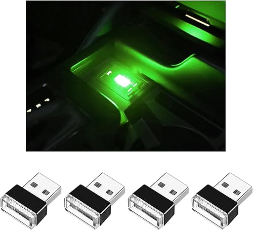 4 lámparas LED USB para el interior del automóvil, mini luz nocturna LED portátil, kit de iluminación ambiental para automóvil, luz nocturna