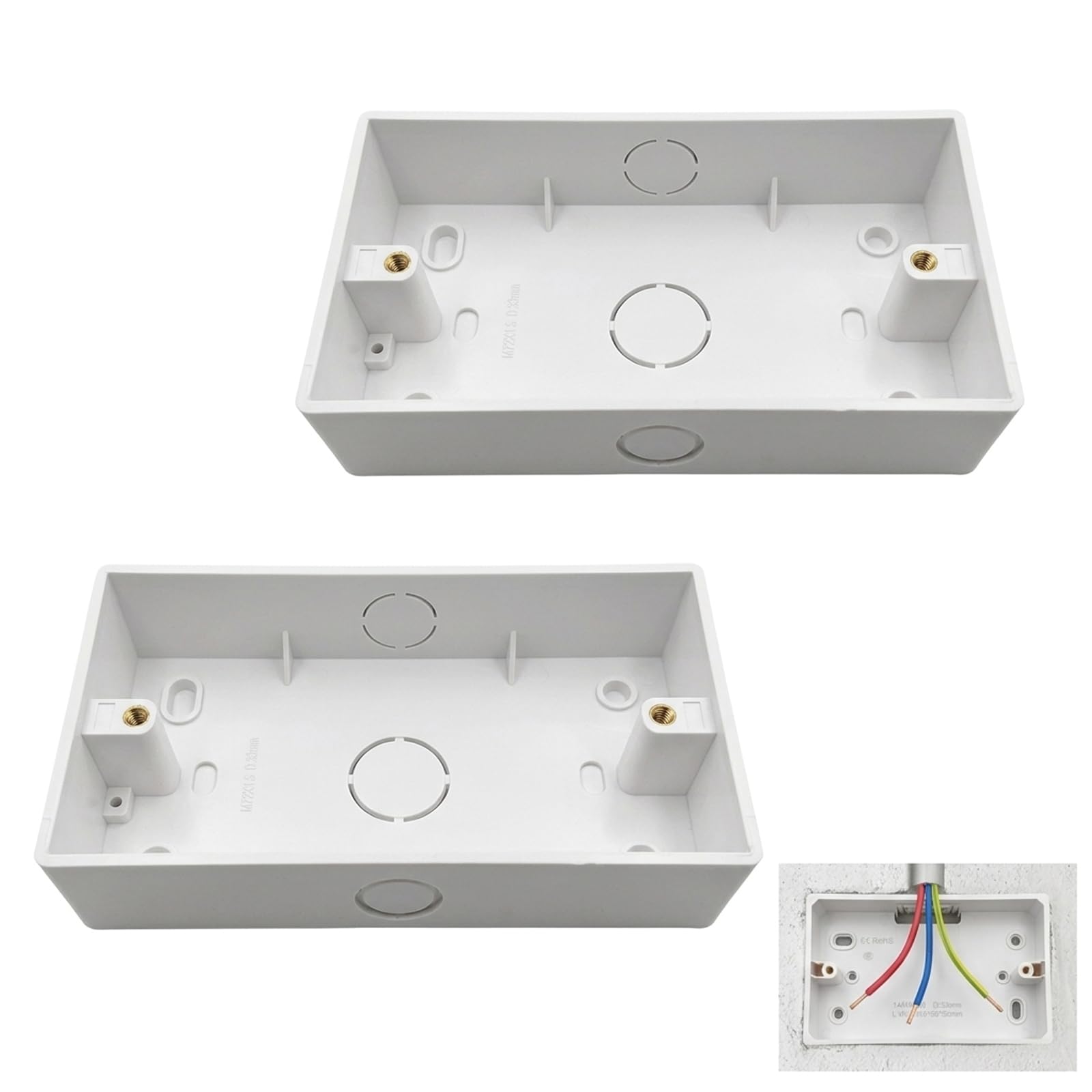 Yeeliv 2-Pack Double Socket Back Box 146 Type, 146 × 86 × 33 mm 2 Gang